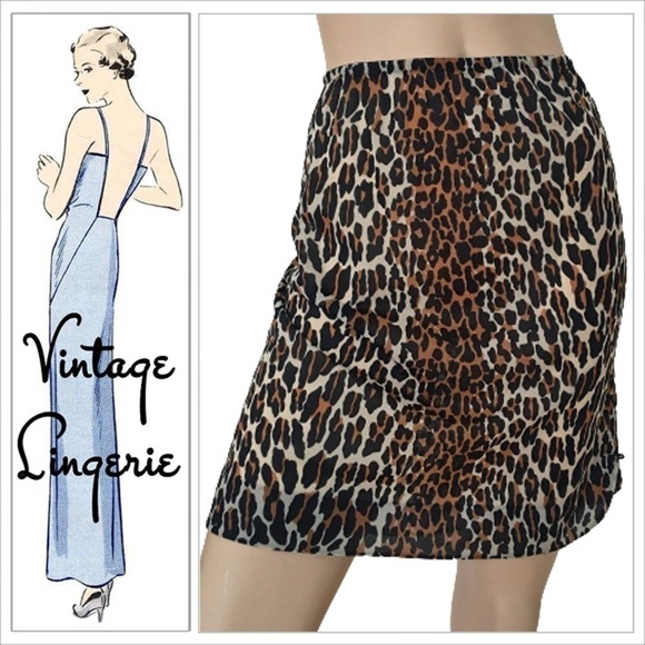 VINTAGE 60s Vanity Fair Sheer Leopard Chiffon Slip Buttons - Picture 10 of 12